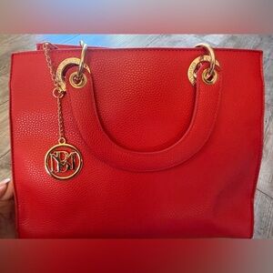 Badgley Mischka Red Tote with Gold Details